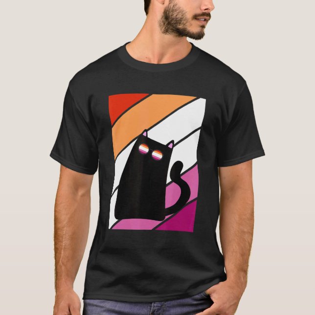 Cat With Pride Lesbian Flag LGBTQ Proud Ally Pride T Shirt (Framsida)