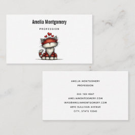 Cat with Red Love Hearts Cute and Funny Visitkort