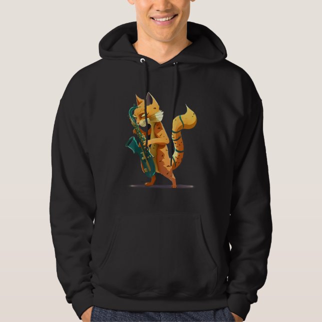Cat with saxophone hoodie (Framsida)