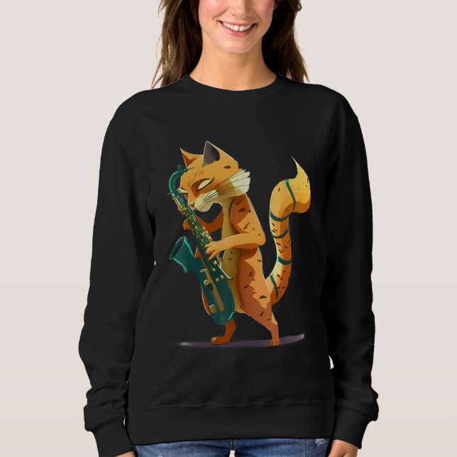 Cat with saxophone t shirt (Framsida)