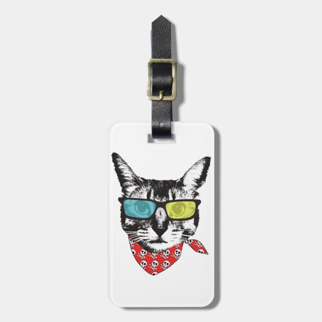 Cat with sunglass bagagebricka (Vertikal Framsida)