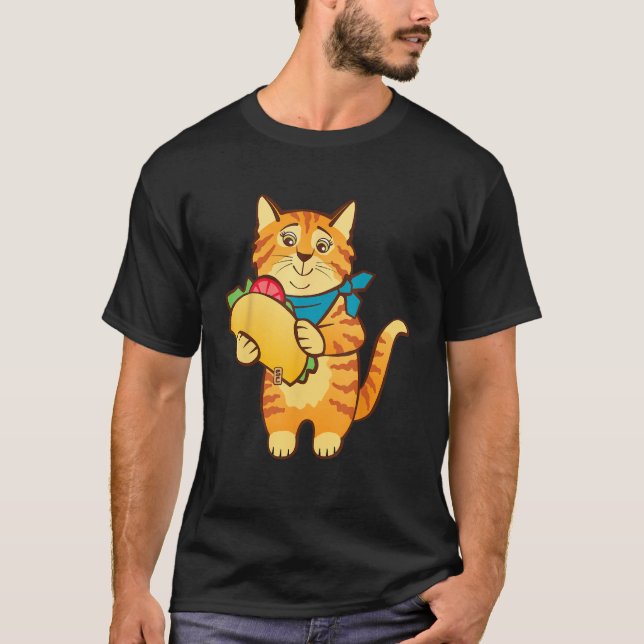 Cat with Taco T Shirt (Framsida)