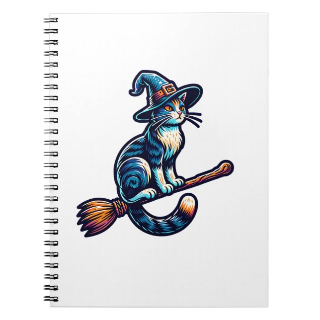 Cat Wizard Halloween Witch Mystical Cat Lovers Hal Anteckningsbok (Framsidan)
