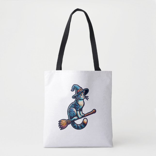 Cat Wizard Halloween Witch Mystical Cat Lovers Hal Tygkasse (Framsida)