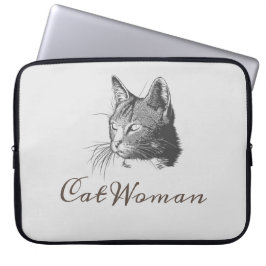 Cat Woman Drawing Sketch Cute Laptop Fodral