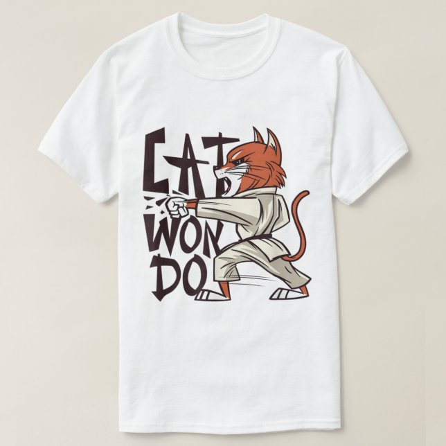 Cat Won Do Funny Martial Arts Cat T Shirt (Design framsida)