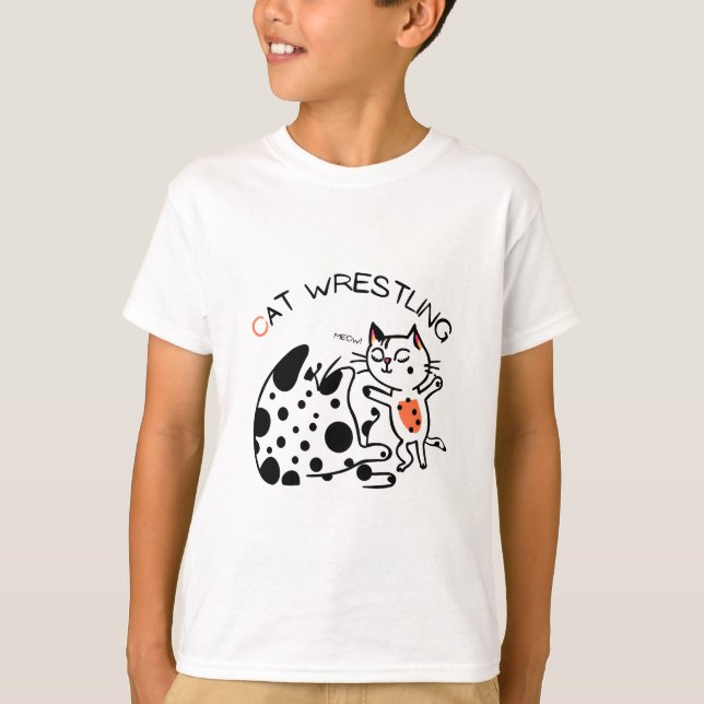 Cat Wrestling (Yanchan) T Shirt (Framsida)