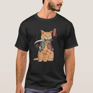 Cat Yakuza Cat Samurai Cat Tatto Stil Japan Anim T Shirt
