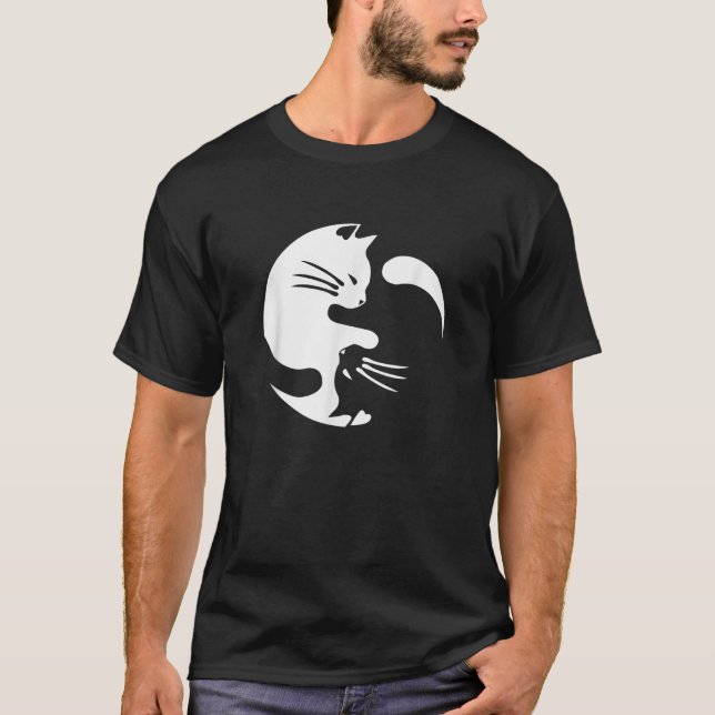 Cat Yin Yang Peace Loving sammankopplad Gift Ide T Shirt (Framsida)