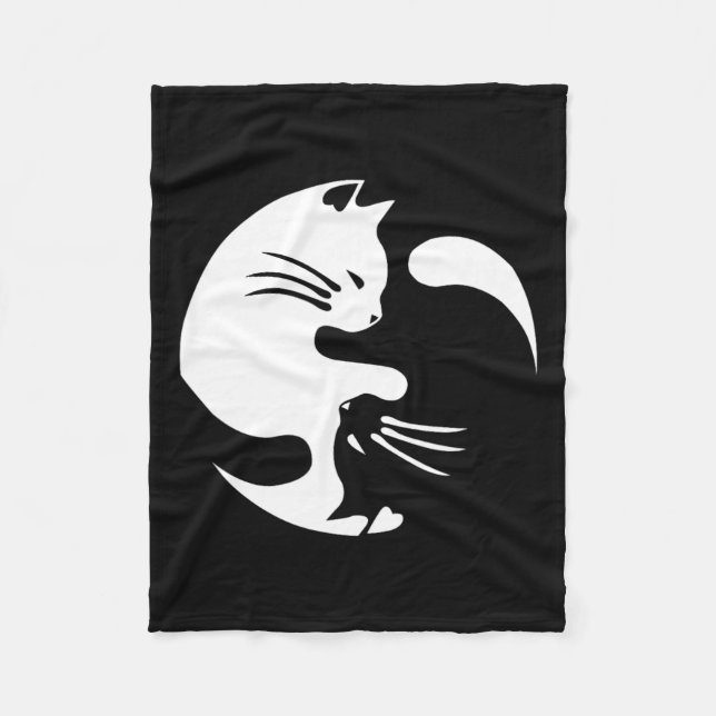 Cat Yin Yang Peace Loving sammankopplad Gift Idea Fleecefilt (Framsidan)