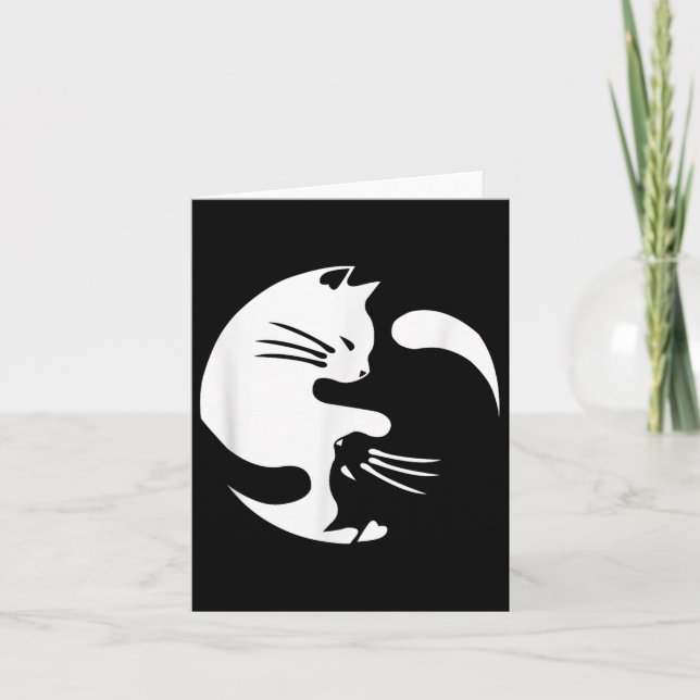 Cat Yin Yang Peace Loving sammankopplad Gift Idea Kort (Framsida)