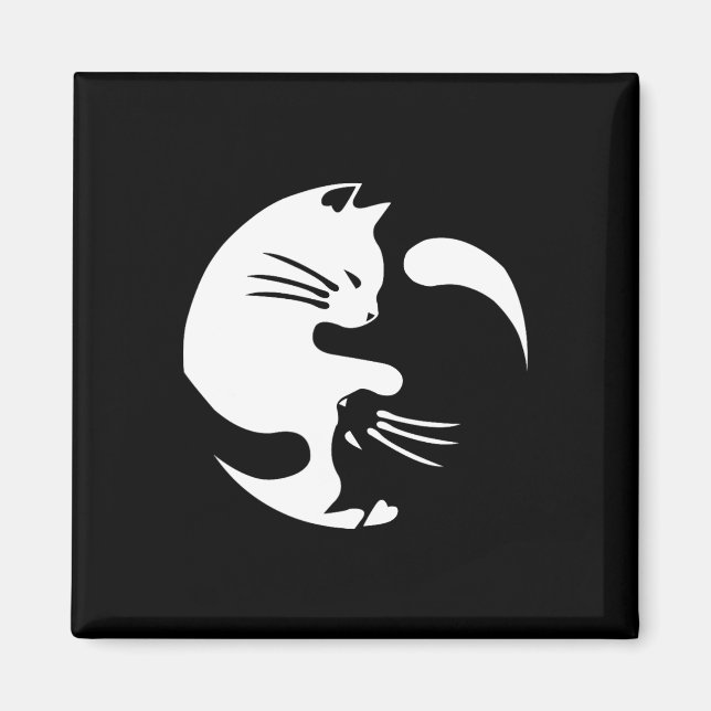 Cat Yin Yang Peace Loving sammankopplad Gift Idea Magnet (Framsidan)