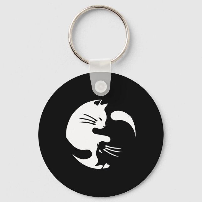 Cat Yin Yang Peace Loving sammankopplad Gift Idea Nyckelring (Framsida)