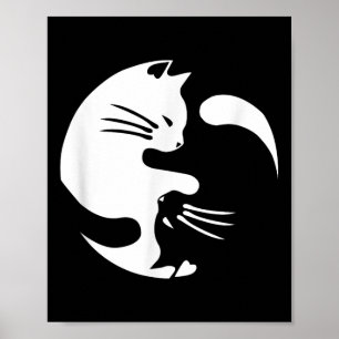 Cat Yin Yang Peace Loving sammankopplad Gift Idea Poster