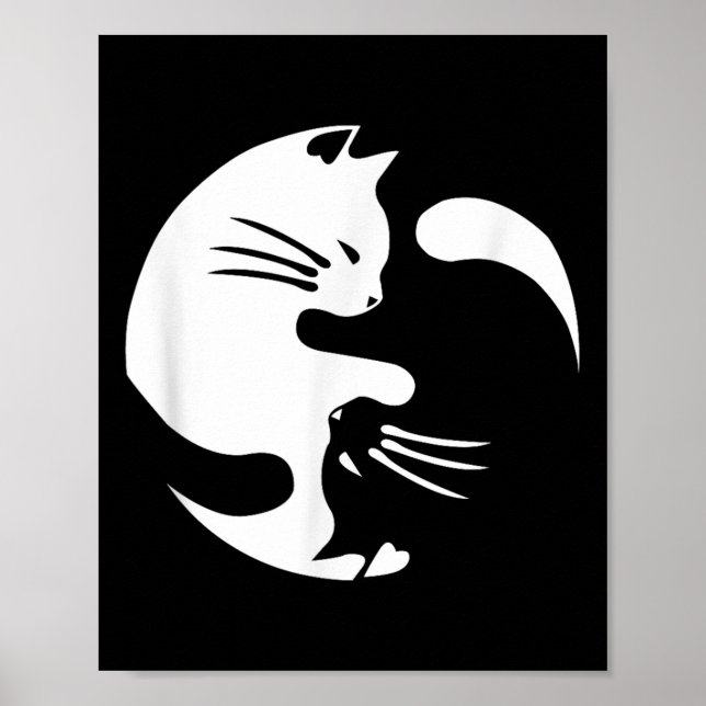 Cat Yin Yang Peace Loving sammankopplad Gift Idea Poster (Framsidan)