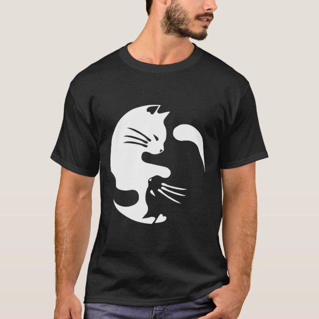 Cat Yin Yang Peace Loving sammankopplad Gift Idea T Shirt (Framsida)