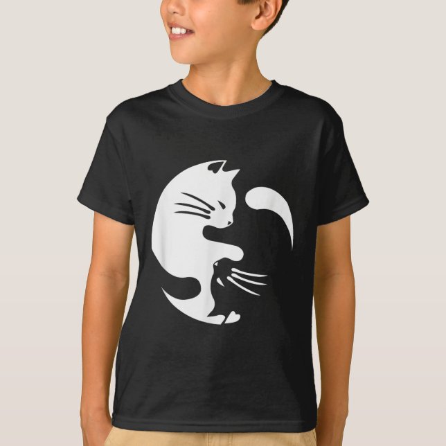 Cat Yin Yang Peace Loving sammankopplad Gift Idea T Shirt (Framsida)