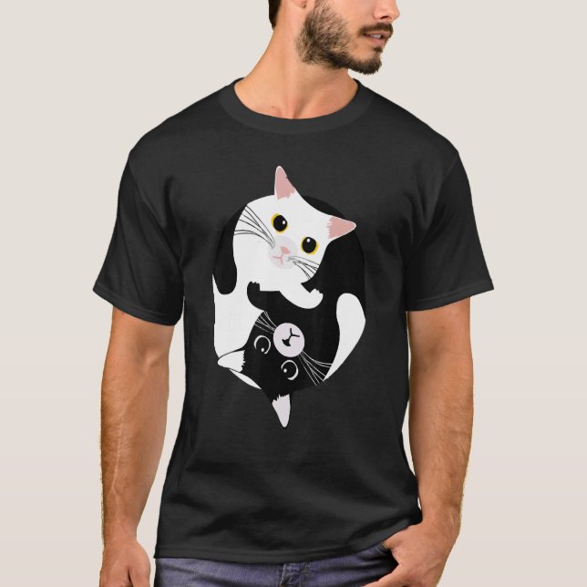 Cat Yin yang T Shirt (Framsida)