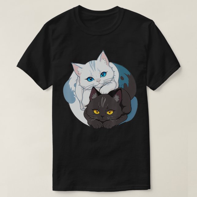Cat Yin Yang T Shirt (Design framsida)