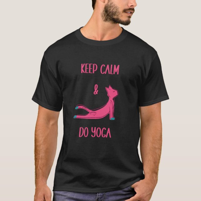 Cat Yoga Animals Workout Calm T Shirt (Framsida)
