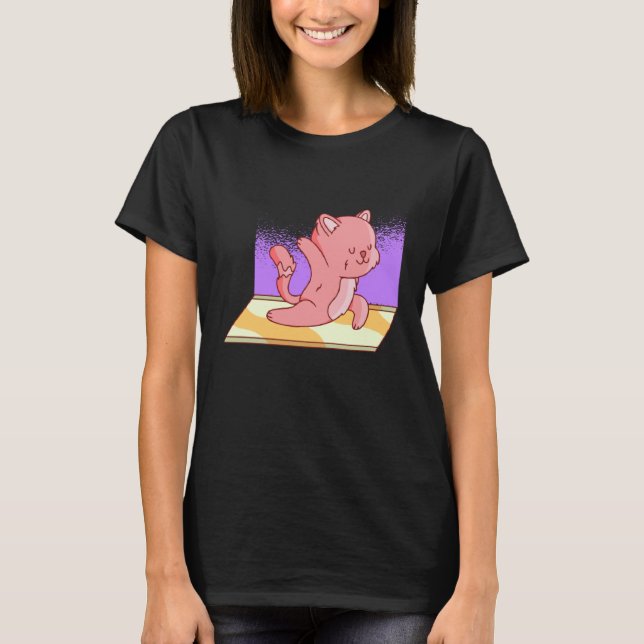 cat yoga cute t shirt (Framsida)