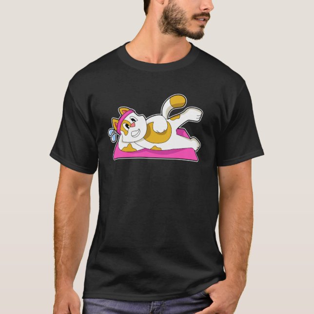Cat Yoga Fitness Gymnastics T Shirt (Framsida)