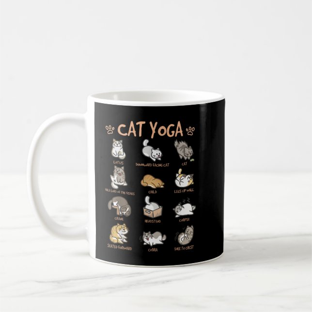 Cat Yoga har katter som praktiserar Mindfulness Me Kaffemugg (Vänster)