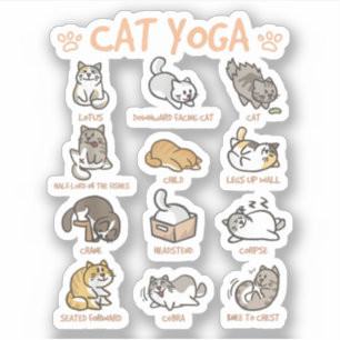 Cat Yoga har katter som praktiserar Mindfulness Me Klistermärken