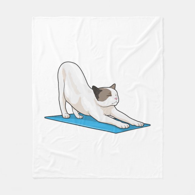 Cat Yoga Meditation Fitness Fleecefilt (Framsidan)