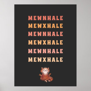 Cat Yoga Meditation Stressar Relief Inhale Exhale Poster