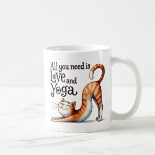 Cat Yoga Pose - allt du behöver är Kärlek och Yoga Kaffemugg