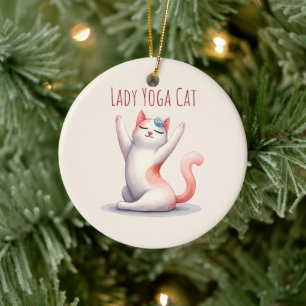 Cat Yoga Pose - Dam Yoga Cat Julgransprydnad Keramik