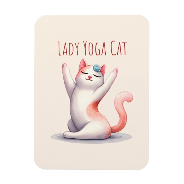 Cat Yoga Pose - Dam Yoga Cat Magnet (Vertikal)