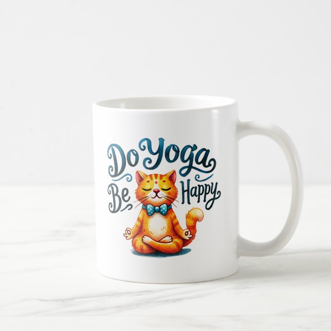 Cat Yoga Pose - Do Yoga, be Lycklig Kaffemugg (Höger)