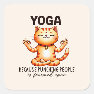 Cat Yoga Pose - Funny Yoga Fyrkantigt Klistermärke