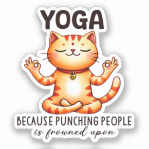 Cat Yoga Pose - Funny Yoga Klistermärken