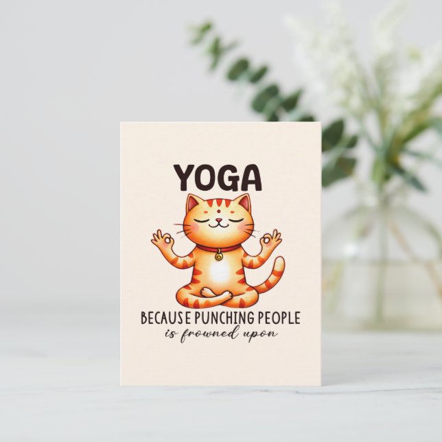 Cat Yoga Pose - Funny Yoga Vykort (Stående Fram)