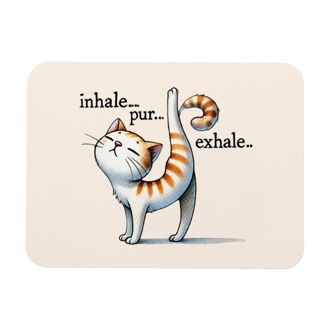 Cat Yoga Pose - Inhale - Pur - Exhale Magnet (Horisontell)