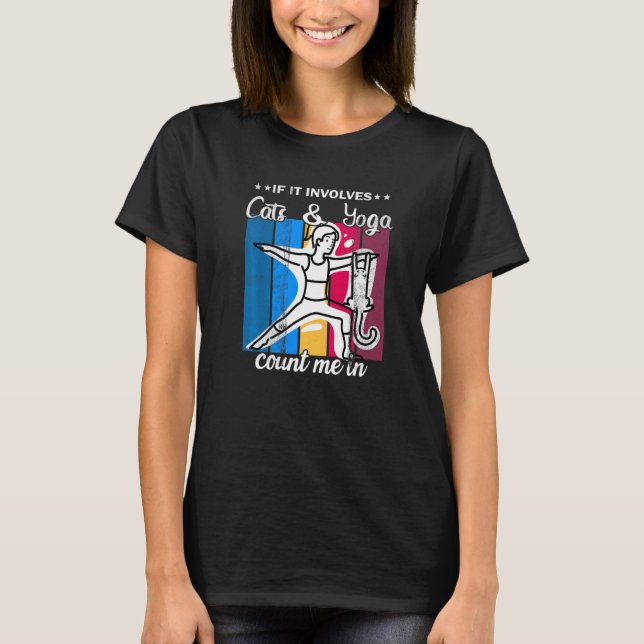 Cat Yoga Pose Yoga Time T Shirt (Framsida)