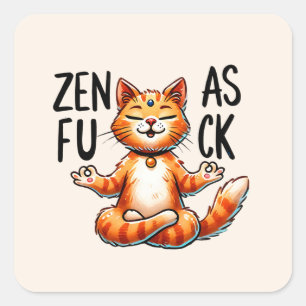 Cat Yoga Pose - Zen Fyrkantigt Klistermärke