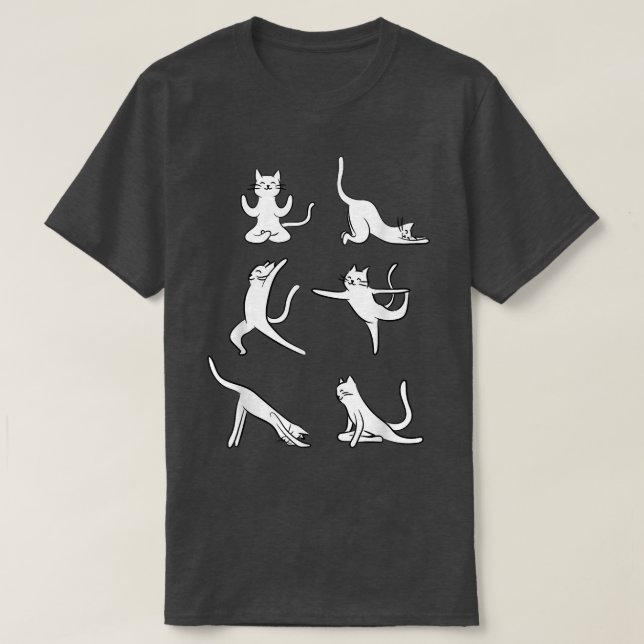 Cat Yoga Poses Funny Cute Yogi Meditation Namaste  T Shirt (Design framsida)