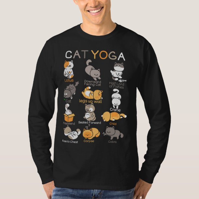 Cat Yoga Poses Zen Meditation Namaste Kitten Cat T Shirt (Framsida)