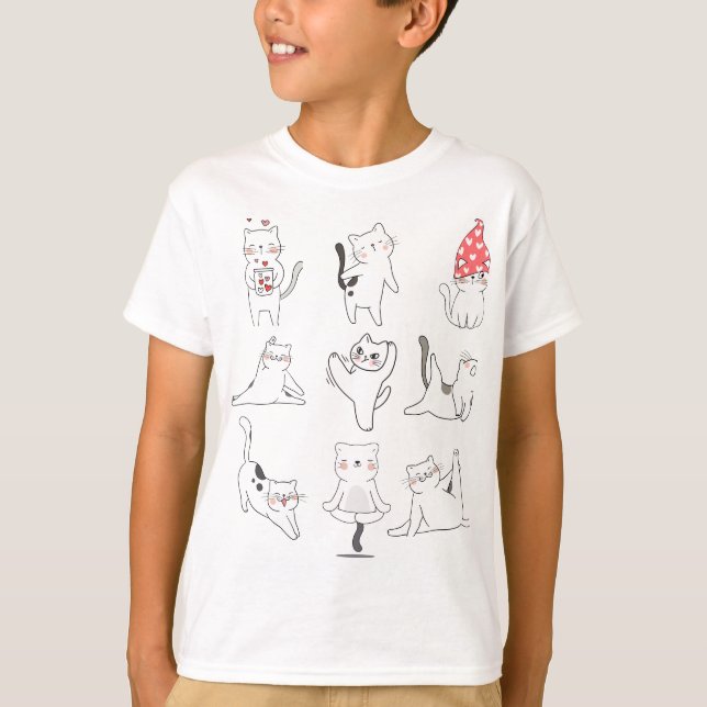 Cat Yoga T Shirt (Framsida)