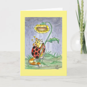 CatABug Cat Ladybug Solros Umbrella Art Kort