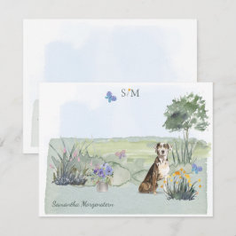 Catahoula Hound Hund Butterfly Monogram och Namn Anteckningskort