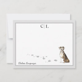 Catahoula Hound Hund Grått Gräns Monogram Namn Anteckningskort