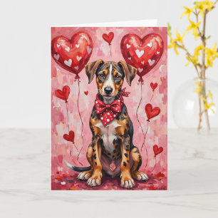 Catahoula Leopard Dog Alla hjärtans dag sittande m Kort