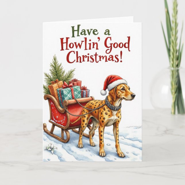 Catahoula Leopard Dog Festiv Holiday Puns Kort (Framsida)