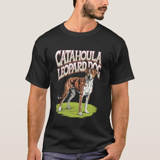 Catahoula Leopard Dog Linje Art Design T Shirt (Framsida)