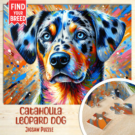 Catahoula Leopard Dog Porträtt Akrylfärgskonsttryc Pussel